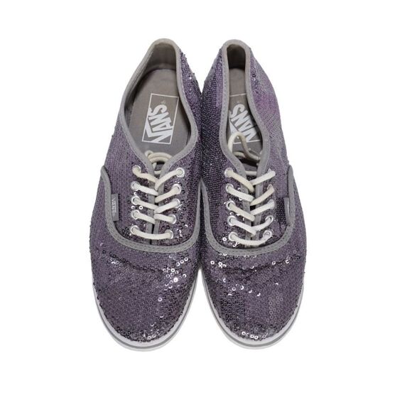 Vans Classic Metallic Silver Sequined Sneakers, Size 6.5 - Picture 1 of 9